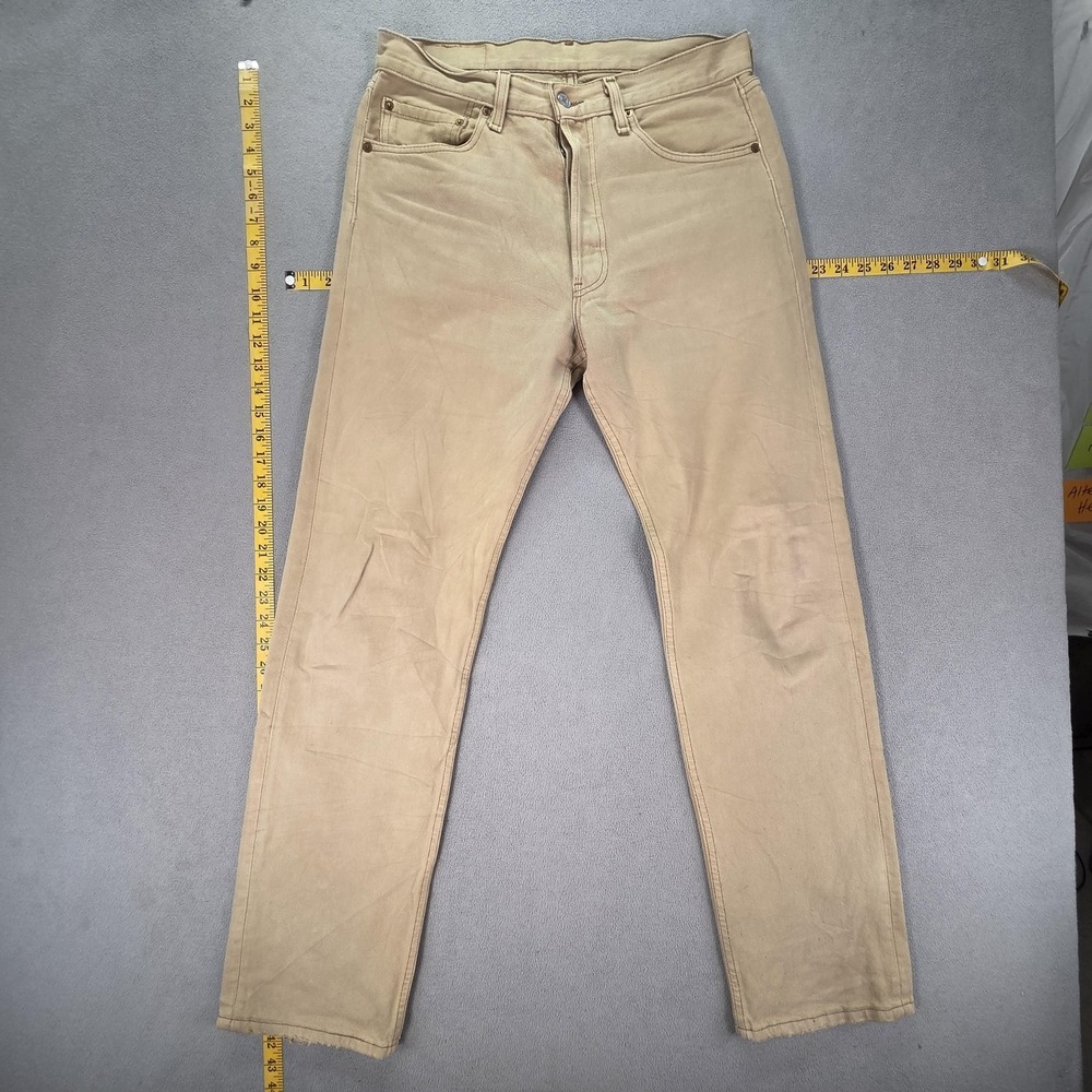 VTG Levis 501 Jeans Mens‎ Beige Khaki Denim Straight Button Fly USA Fits 30x31